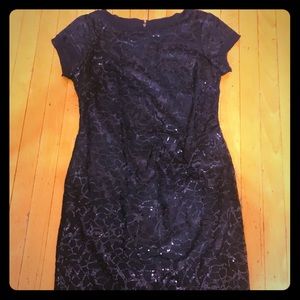 Dress: Vince Camino, sequin, navy blue